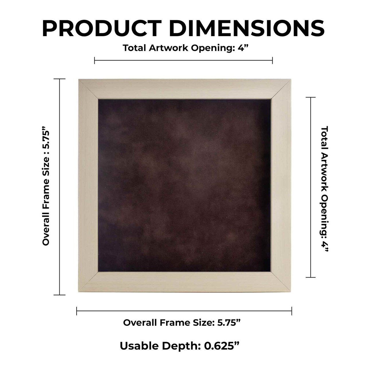 Natural Whitewash Wood Shadow Box Frame with Acrylic Front - Brown Suede Backing, 30 Sizes